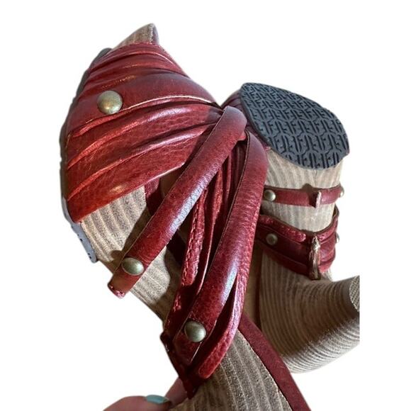 Frye Brown Leather Crisscross Multi Slide Reese Slip On Heels Women Sz 6.5 - Picture 4 of 8